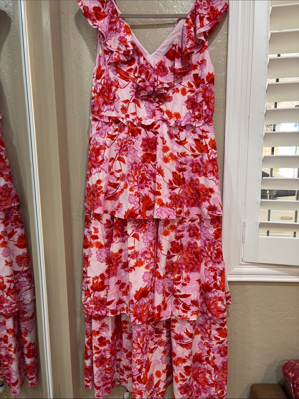 Chelsea28 Pink Floral special occasion Dress Red-pink Floral print. Size L